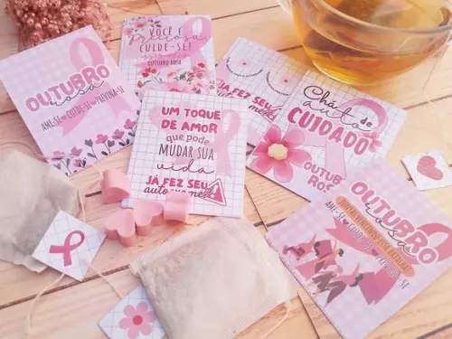 Porta Chá com Chá- Outubro Rosa