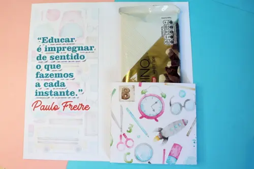 Porta Chocolate com Barra de Chocolate 90g-dia dos Professor