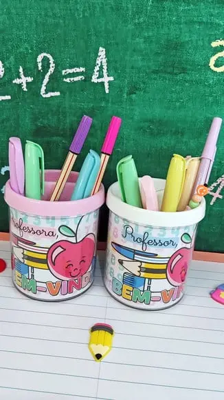 Porta Lápis Acrílico- Volta as Aulas
