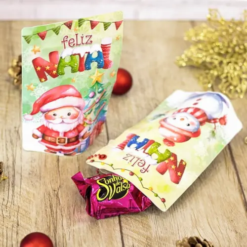 Saquinho Ziplok com 4 Chocolates- Natal