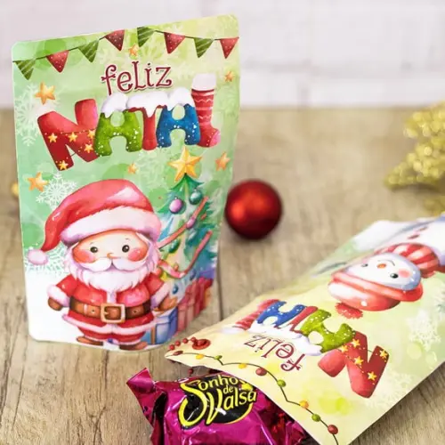 Saquinho Ziplok com 4 Chocolates- Natal