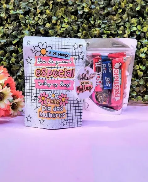 Saquinho Ziplook com 4 Chocolates- Dia da Mulher
