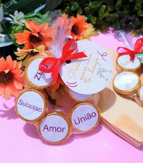 Tag com 5 Moedinhas de Chocolate ao Leite- Natal
