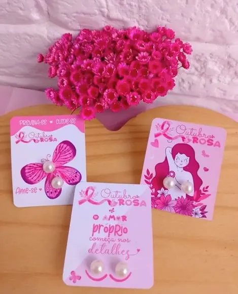 Tag com Brinco- Outubro Rosa