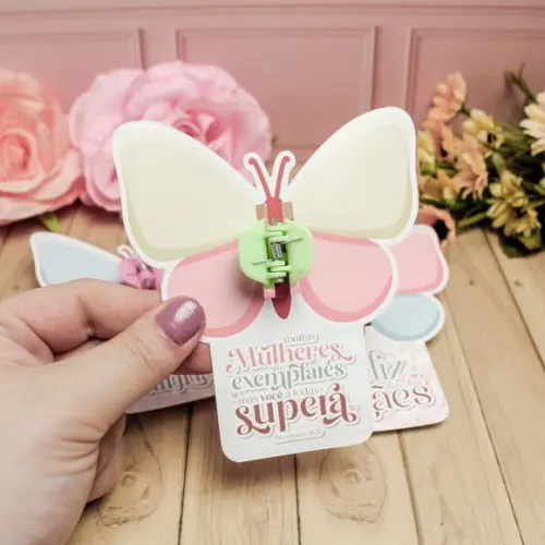 Tag com Mini Prendedor de Cabelo- Dia das Mães