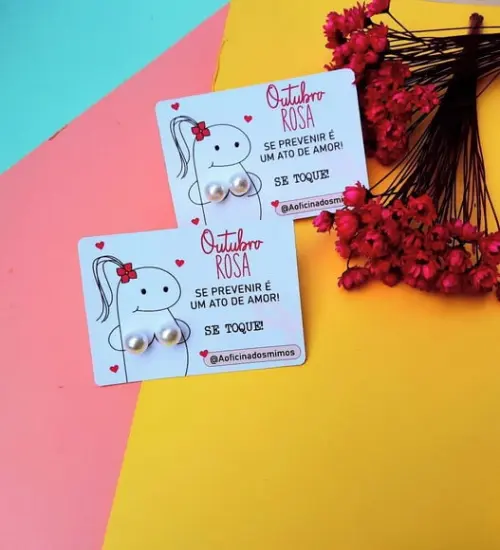 Tag Flork com Brinco- Outubro Rosa