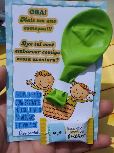 Volta as Aulas- Cartão com Balão e Balinha