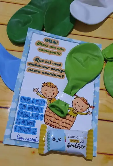 Volta as Aulas- Cartão com Balão e Balinha