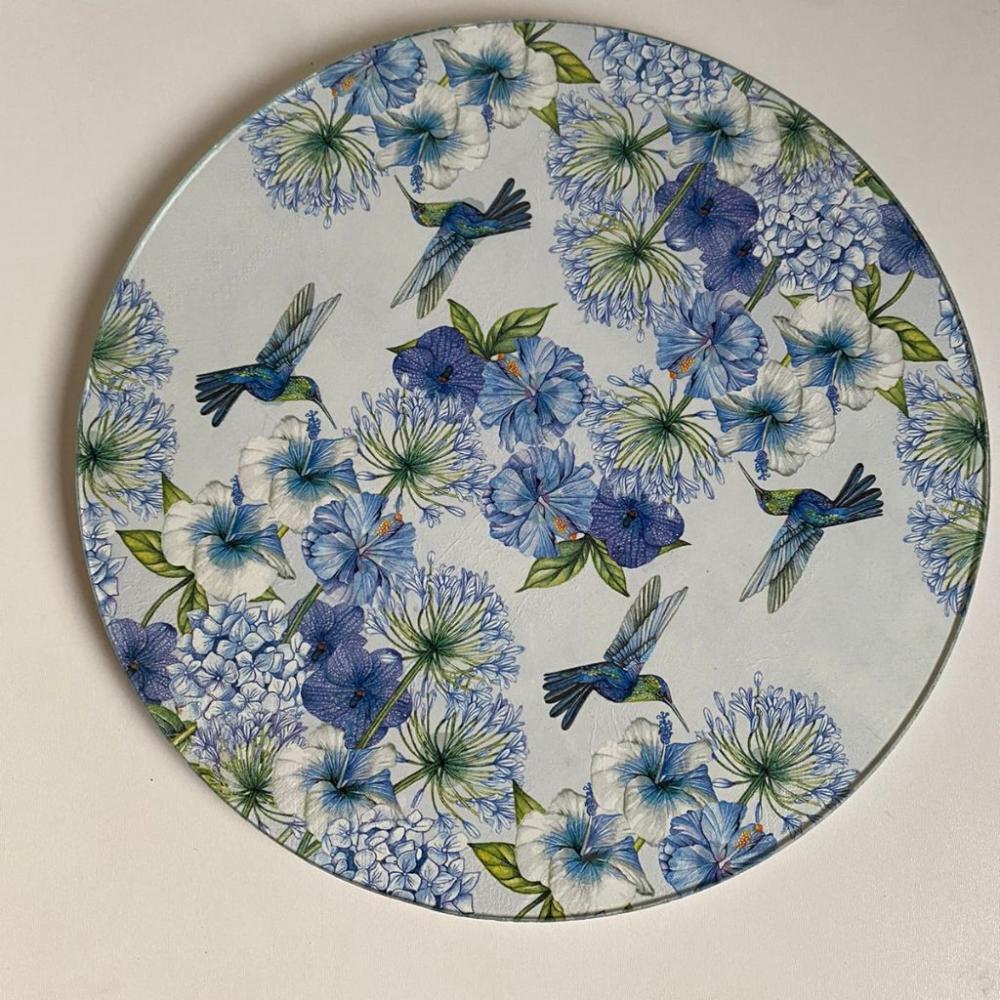 Boleira artesanal decorada/Cobre bolo decorado c/decoupage/Prato