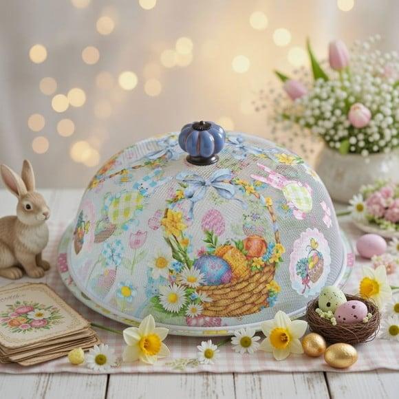 Boleira artesanal decorada/Cobre bolo decorado com decoupage - Pr