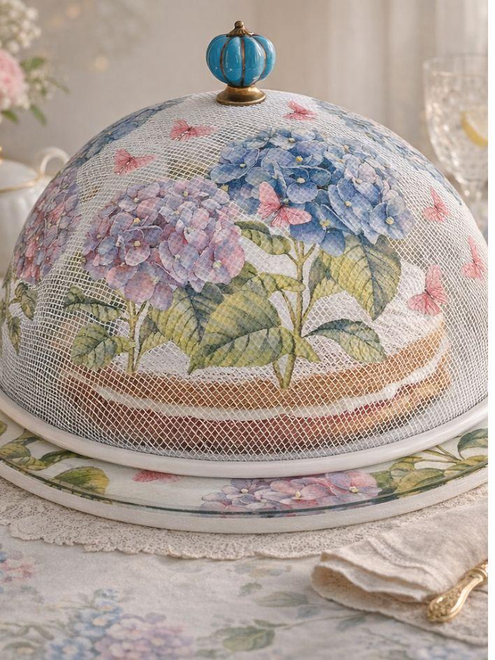 Boleira artesanal decorada/Cobre bolo decorado c/decoupage