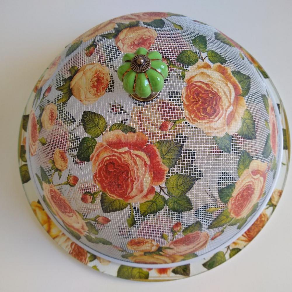 Boleira artesanal decorada/Cobre bolo decorado c/decoupage/Prato