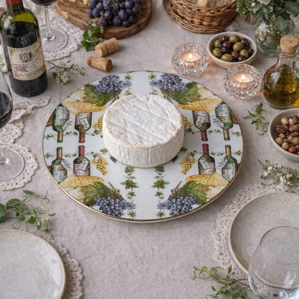 Queijeira artesanal decorada/Prato MDF com proteção de vidro fi