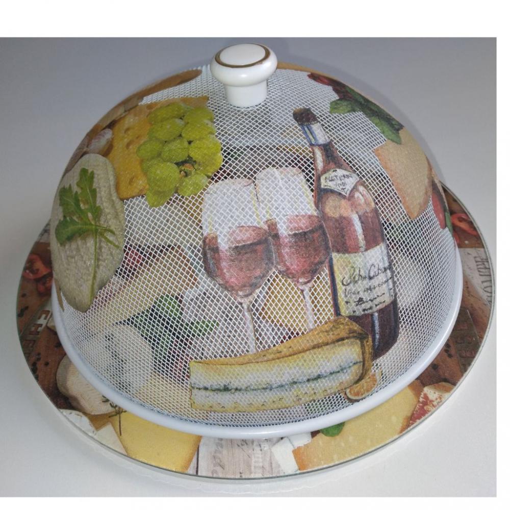 Queijeira artesanal decorada/Prato MDF com proteção de vidro fi