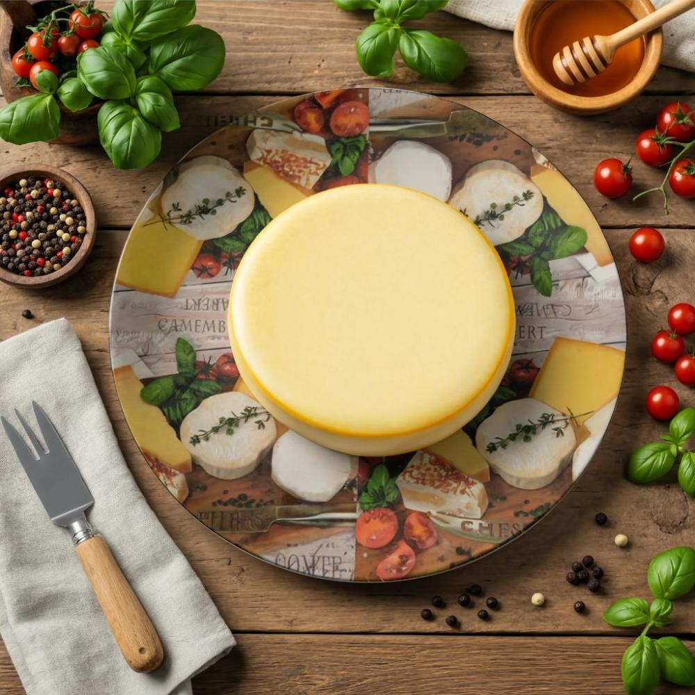 Queijeira artesanal decorada/Prato MDF com proteção de vidro fi