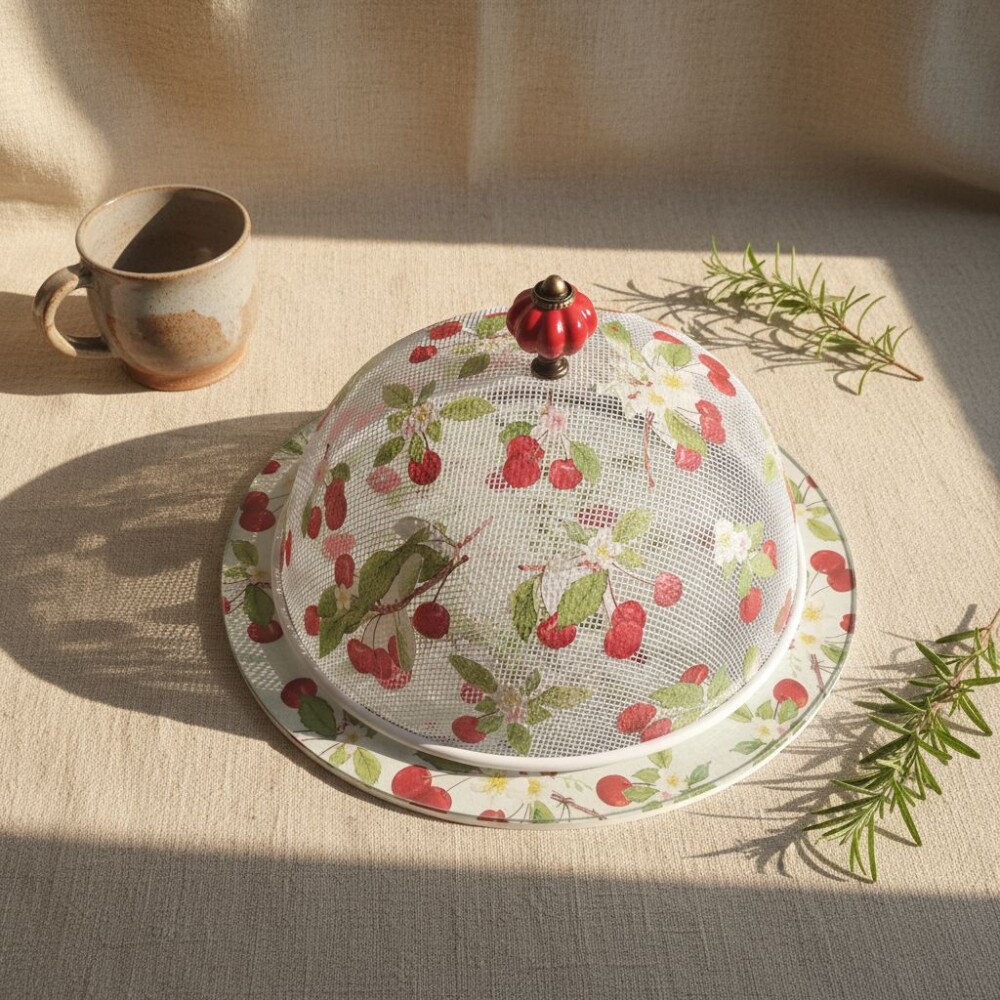 Queijeira artesanal decorada/Prato MDF com proteção de vidro