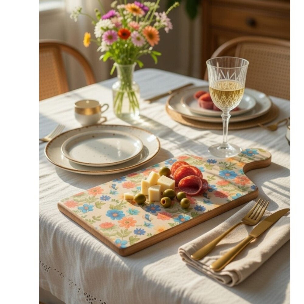 Tábua madeira decorada com decoupage (tecido) - proteção de vi