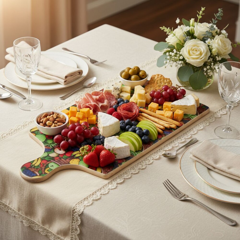 Tábua madeira decorada com decoupage (tecido) - proteção de vi