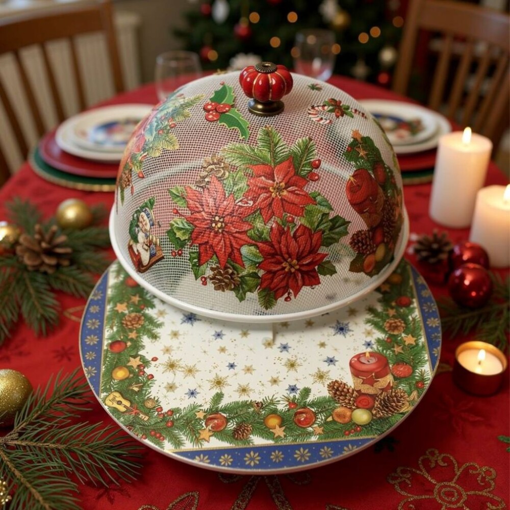 Boleira artesanaldecorada/Cobre bolo decorado com decoupage - Pra