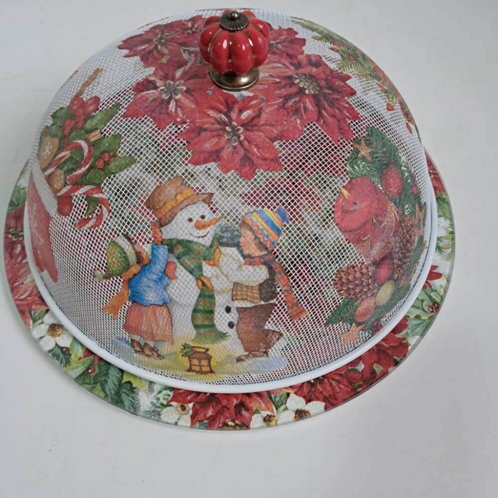 Boleira artesanal decorada/Cobre bolo decorado com decoupage - Pr