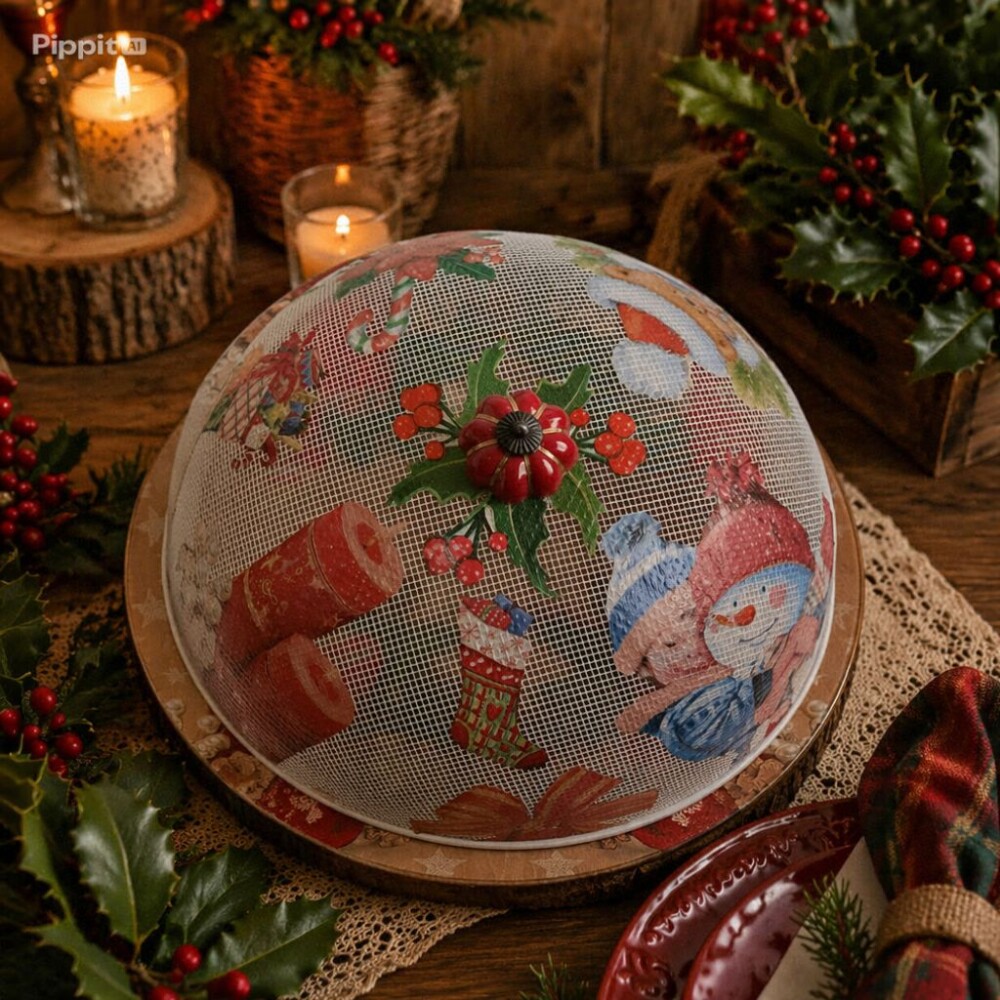 Boleira artesanal decorada/Cobre bolo decorado com decoupage - Pr