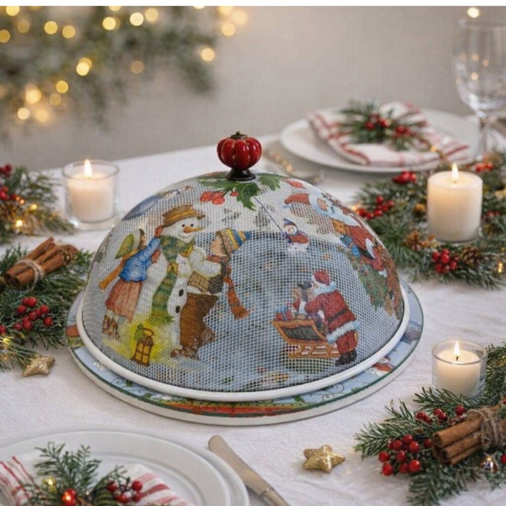Boleira artesanal decorada/Cobre bolo decorado com decoupage - Pr