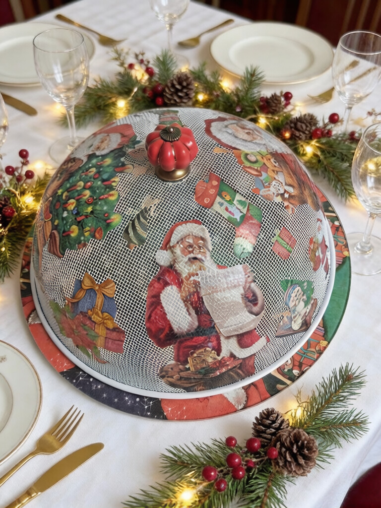 Boleira artesanal decorada/Cobre bolo decorado com decoupage - Pr