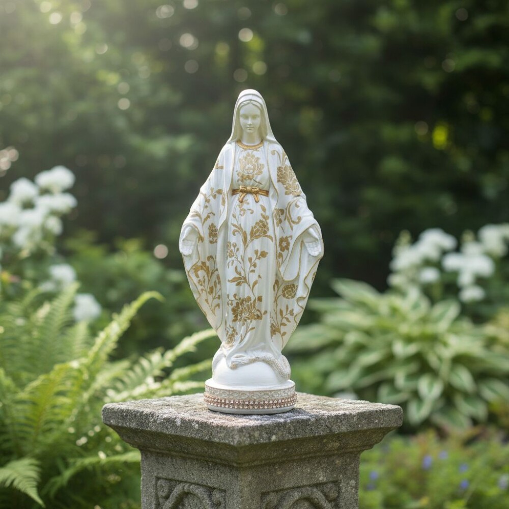 Imagem gesso Nossa Senhora das Graças decorada artesanalmente(de