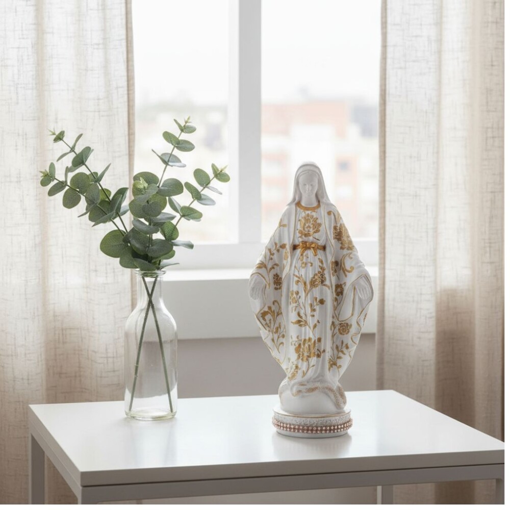 Imagem gesso Nossa Senhora das Graças decorada artesanalmente(de