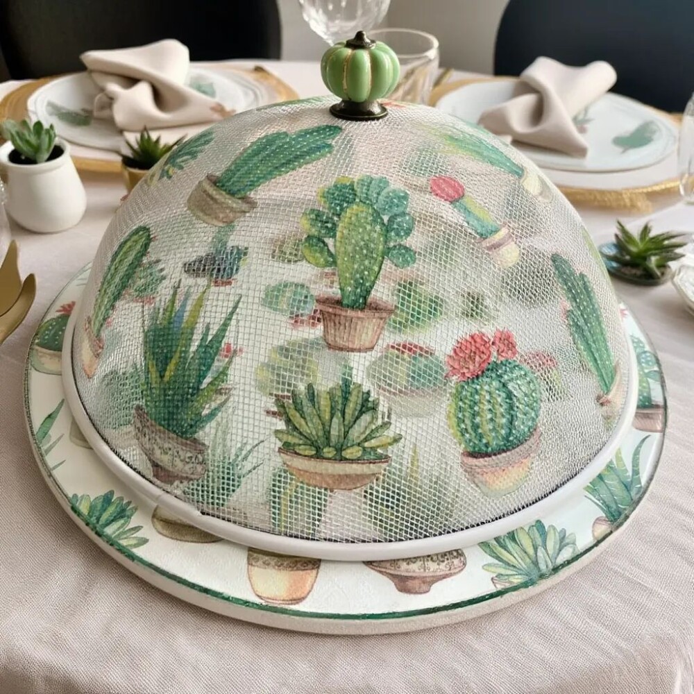 Boleira Artesanal decorada/Cobre bolo decorado c/decoupage - Prat