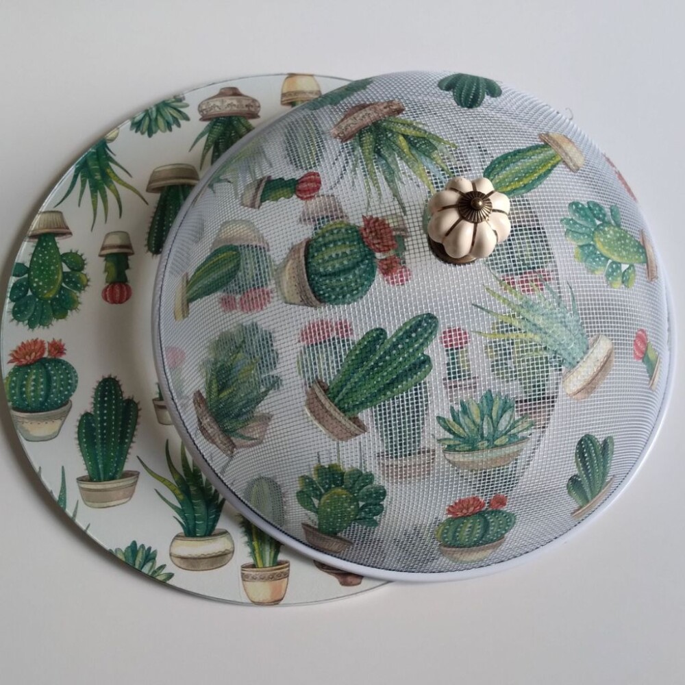 Boleira Artesanal decorada/Cobre bolo decorado c/decoupage - Prat