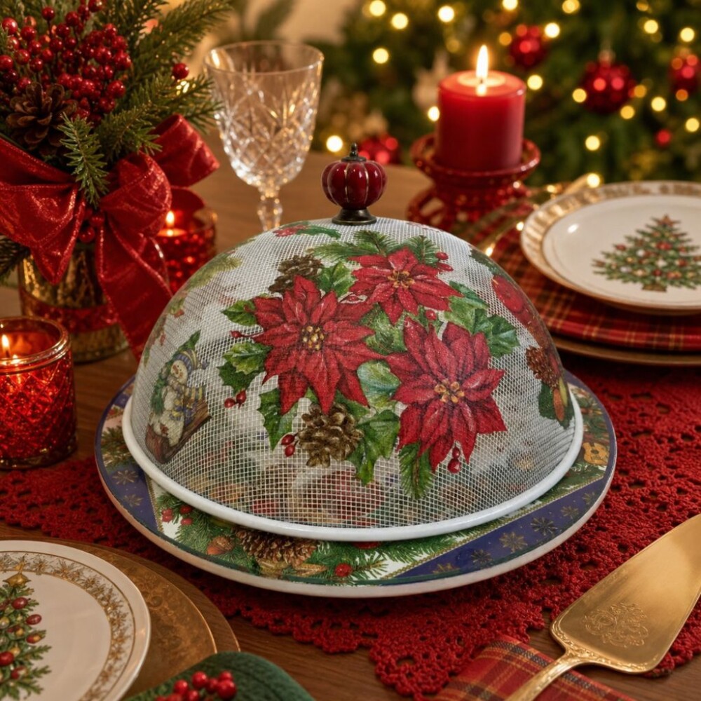 Boleira artesanal decorada/Cobre bolo decorado c/decoupage - Prat