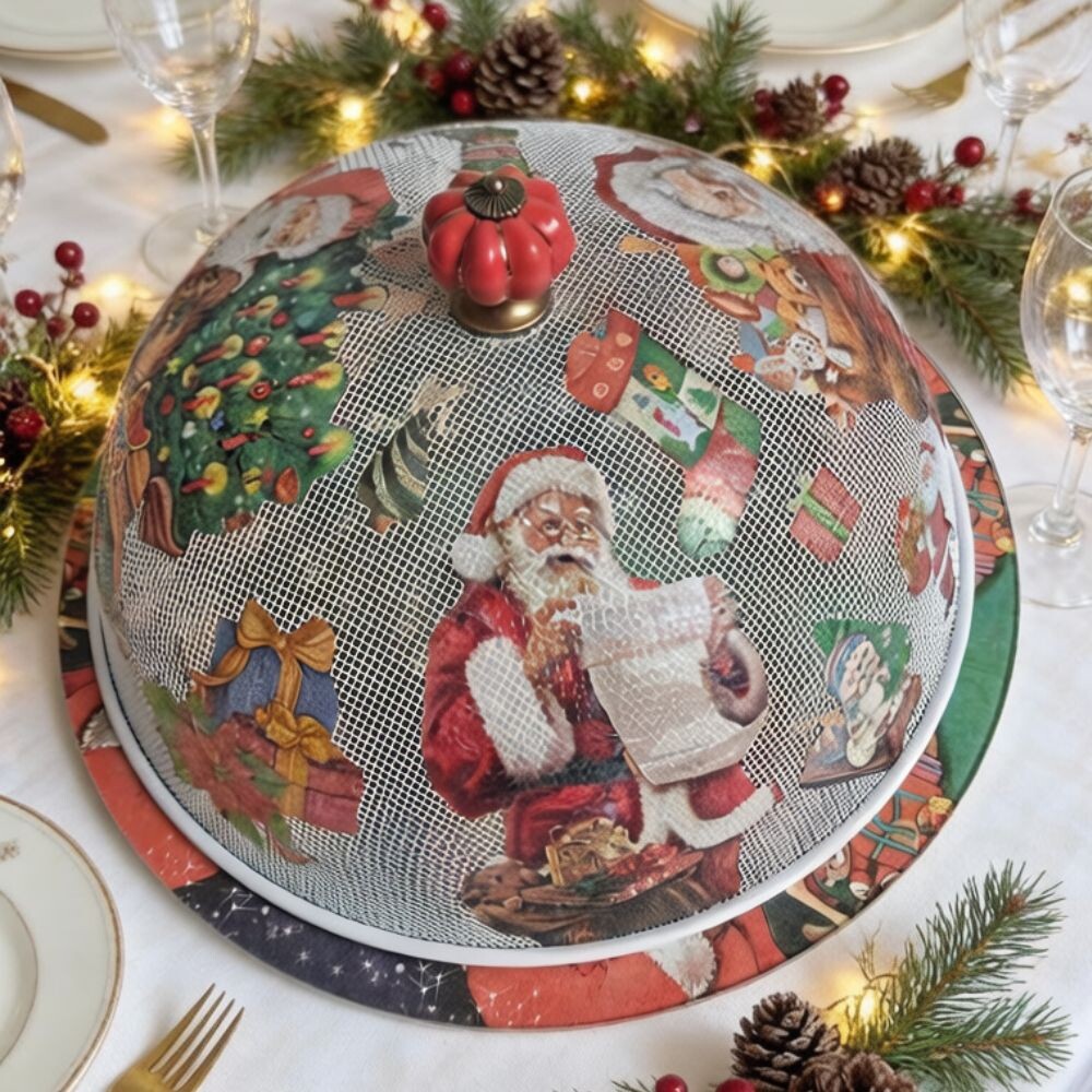 Boleira artesanal decorada/Cobre bolo decorado c/decoupage - Prat