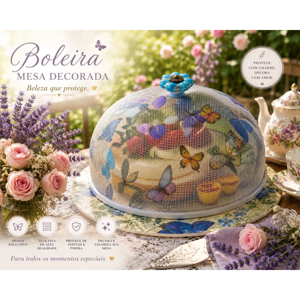 Boleira artesanal decorada/Cobre bolo decorado c/decoupage - Prat