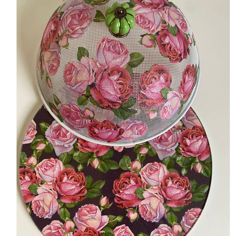 Boleira artesanal decorada/Cobre bolo decorado c/decoupage - Prat