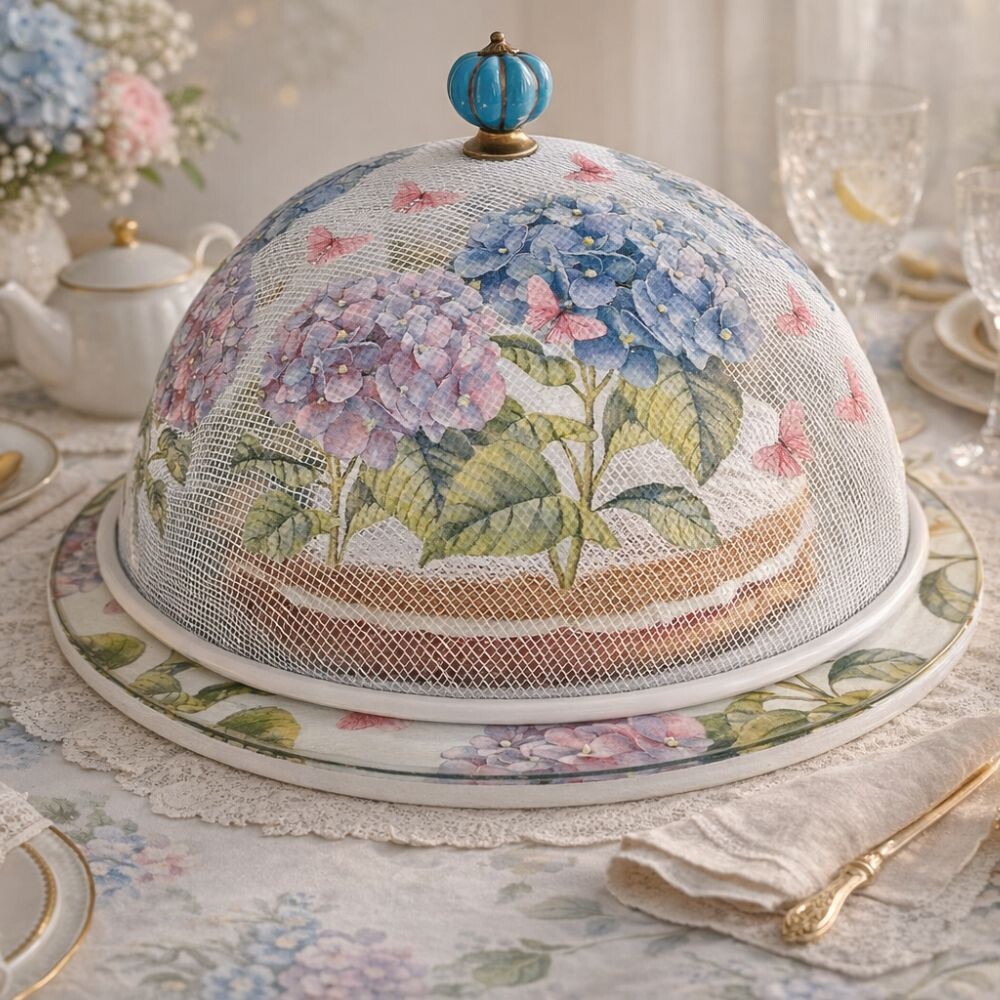 Boleira artesanal decorada/Cobre bolo decorado c/decoupage - Prat