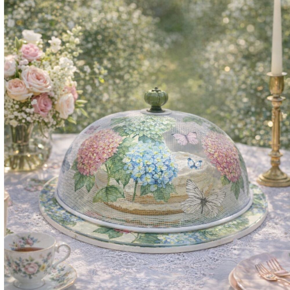 Boleira artesanal decorada/Cobre bolo decorado c/decoupage - Prat