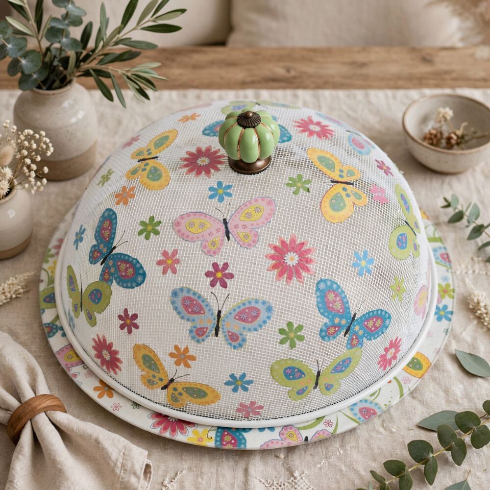 Boleira artesanal decorada/Cobre bolo decorado c/decoupage - Prat