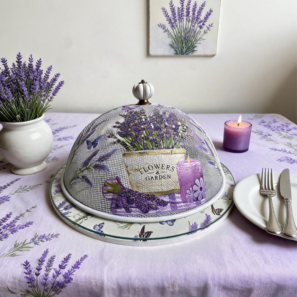 Boleira artesanal decorada/Cobre bolo decorado c/decoupage  - Pra