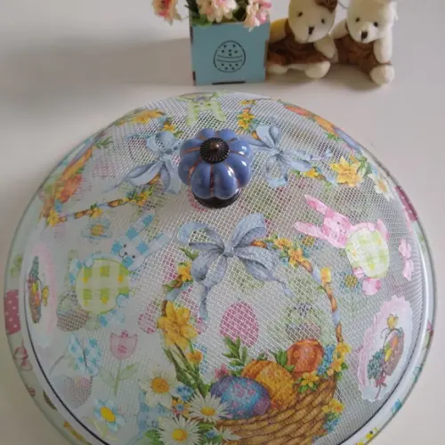 Boleira artesanal decorada/Cobre bolo decorado com decoupage - Prato MDF com proteção de vidro fixo