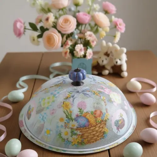 Boleira artesanal decorada/Cobre bolo decorado com decoupage - Pr