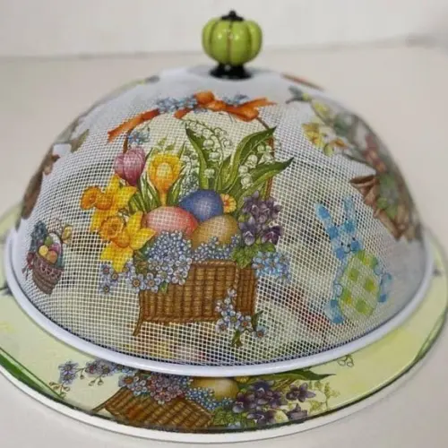 Boleira artesanal decorada/Cobre bolo decorado c/decoupage - Prat