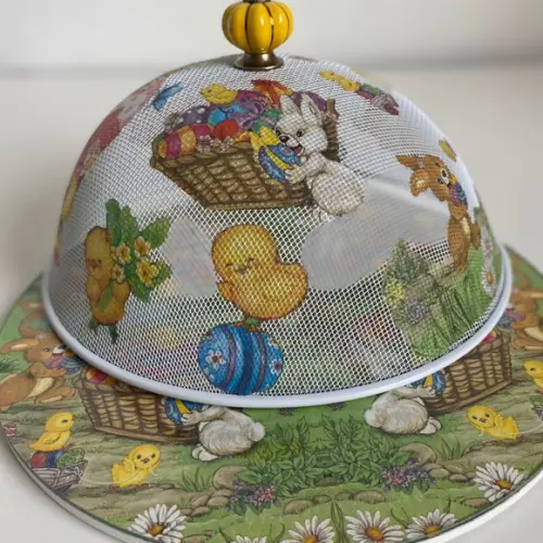 Boleira artesanal decorada/Cobre bolo decorado com decoupage - Prato MDF com proteção de vidro fixo