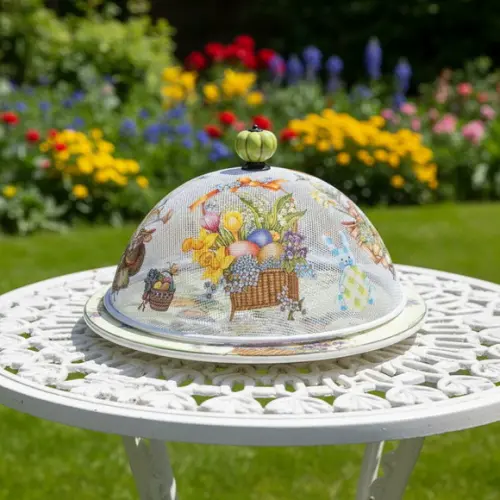 Boleira artesanal decorada/Cobre bolo decorado c/decoupage - Prato MDF com proteção de vidro fixo