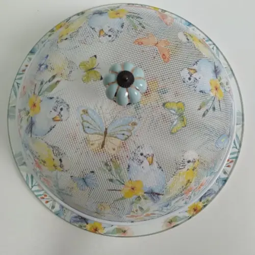 Boleira artesanal decorada/Cobre bolo decorado c/decoupage - Prat