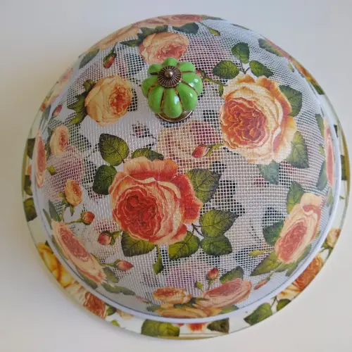 Boleira artesanal decorada/Cobre bolo decorado c/decoupage/Prato