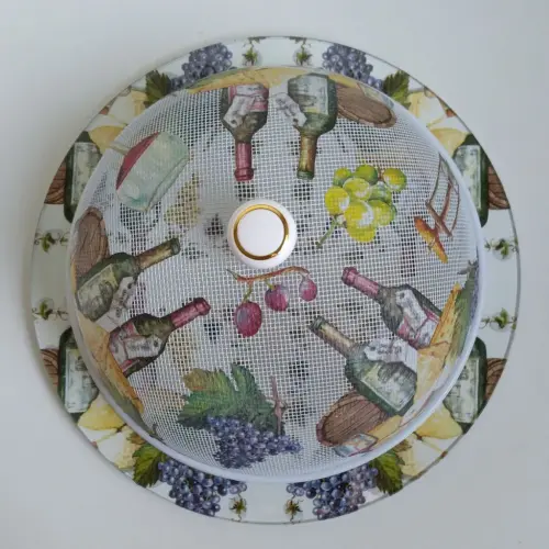 Queijeira artesanal decorada/Prato MDF com proteção de vidro fi