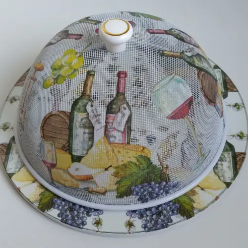 Queijeira artesanal decorada/Prato MDF com proteção de vidro fi