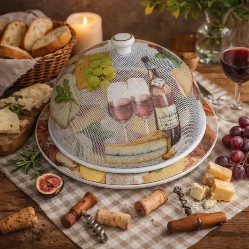 Queijeira artesanal decorada/Prato MDF com proteção de vidro fi