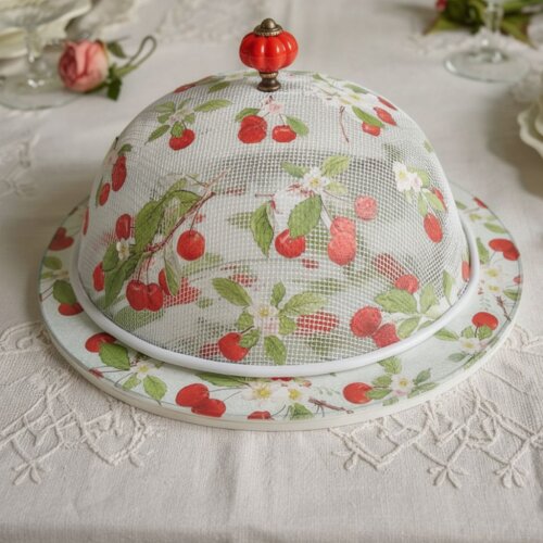 Queijeira artesanal decorada/Prato MDF com proteção de vidro